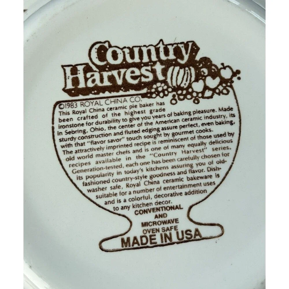 Vtg Royal China Jeannette Apple Pie Recipe Plate 11